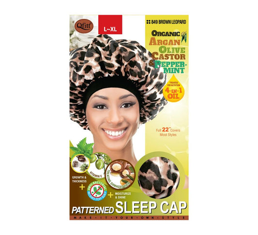 Patterned Sleep Cap – Brown Leopard